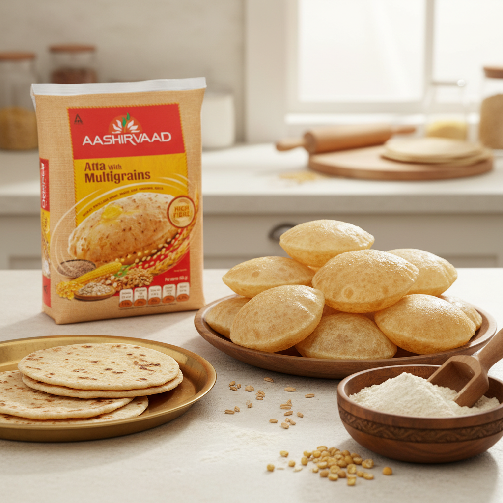 Aashirvaad Multigrain Atta with Chapathi Kitchen Scene