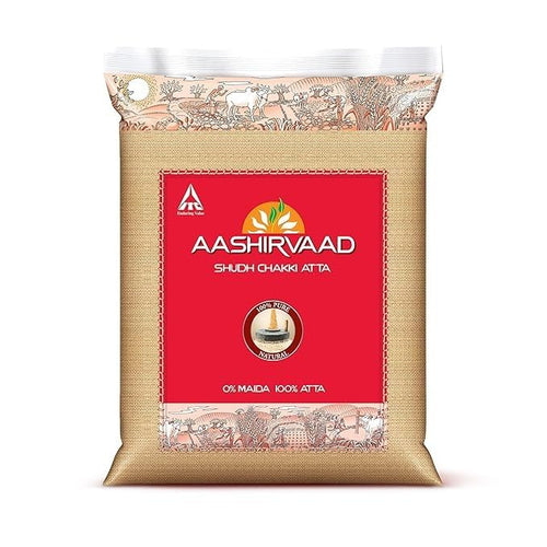 Aashirvaad Atta | Farine de blé entier fraîche | Rotis doux et moelleux | Atta frais moulu, pur et hygiénique